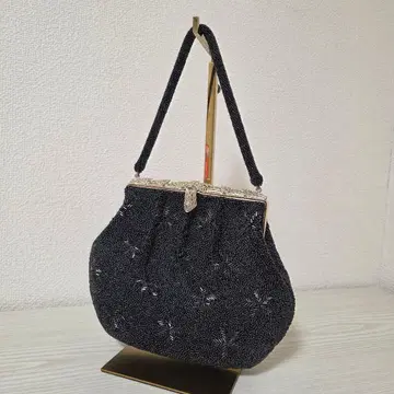 비즈 백 포멀 백 골드 핸드백 네이비