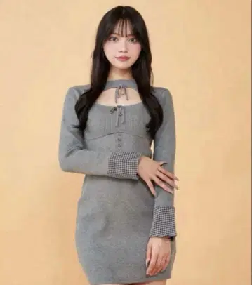 Darich 다리치 프론트 오픈 니트 미니 원피스 그레이