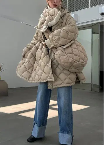 [ TAION x WILLFULLY ] 콜라보 다운 코트 베이지 S