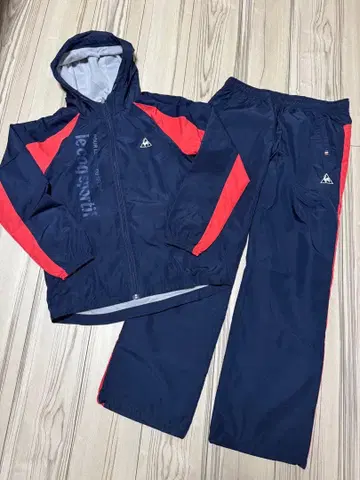 르꼬끄 윈드브레이커 상하의 네이비/레드 저리세트 S사이즈
