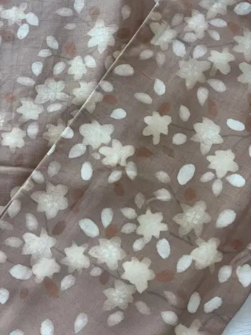 [새상품] 이중 기모노 베이지 브라운 순수 실크