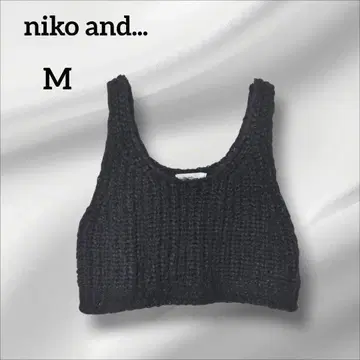 니코앤드 니트 베스트 크롭 기장 블랙 양모 모헤어 M