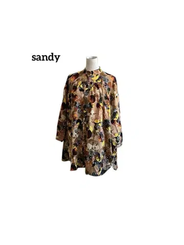 sandy 썬디 서클 무늬 올 패턴 밴드 카라 긴팔 셔츠