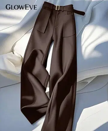 GLOWEVE 벨트 포함 브라운 와이드 팬츠