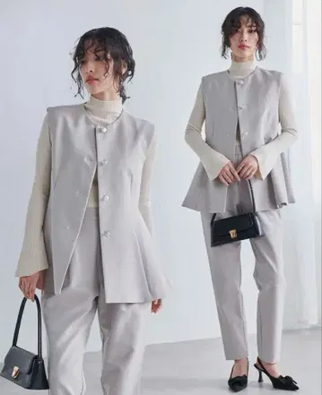 RANAN 주름 방지/항균 방취 페플럼 베스트 테이퍼드 팬츠 셋업