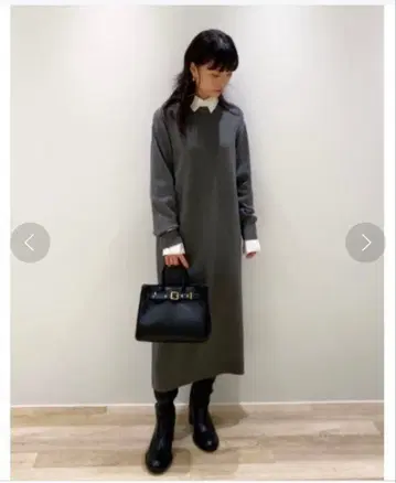 미라 오웬 정가 18920 셔츠 레이어드 니트 롱 원피스 사이즈 1