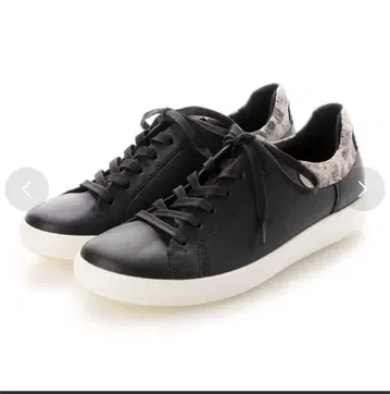 미사용급 ecco 에코 블랙 e로고 가죽 신발 스니커즈 23.5