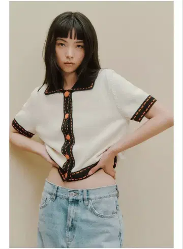 [ZARA] 스티치 니트 자켓, 숏 슬리브