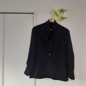 23구 다크 네이비 네이비 리본 보타이 블라우스 긴팔 셔츠 38