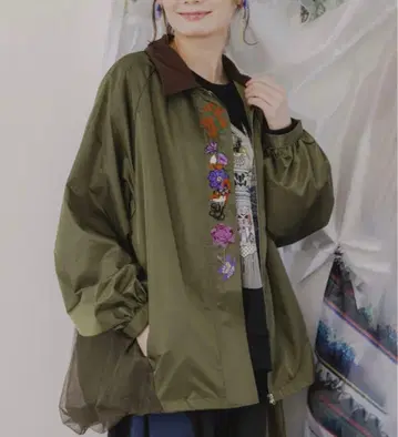 [] 여우와 꽃 자수 튤 레이어드 블루종