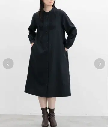 플리츠 셔츠 원피스 L 네이비