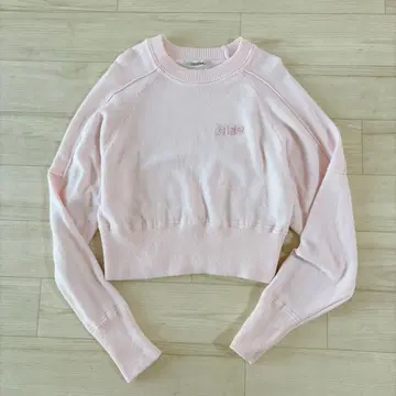 코코딜 로고 자수 맨투맨 라이크 니트 2024AW 핑크 트레이닝복