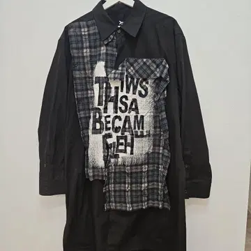 Ground Y 블랙 긴팔 셔츠 체크 무늬