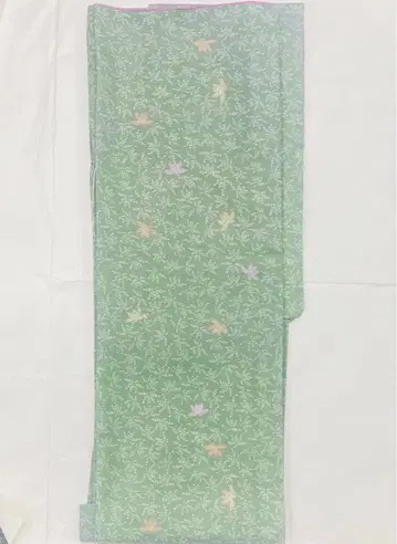 꽃무늬 그린 컬러 코몬 이중 기모노 M
