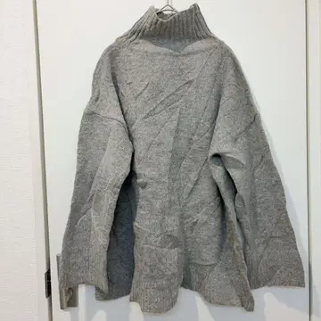 free bazar 그레이 터틀넥 스웨터 오버 사이즈