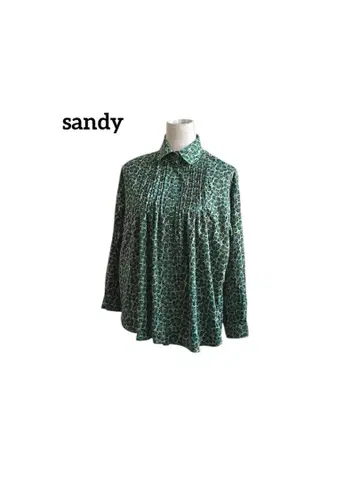 sandy 산디 꽃무늬 올 패턴 핀턱 긴팔 카라 부착 버튼 셔츠