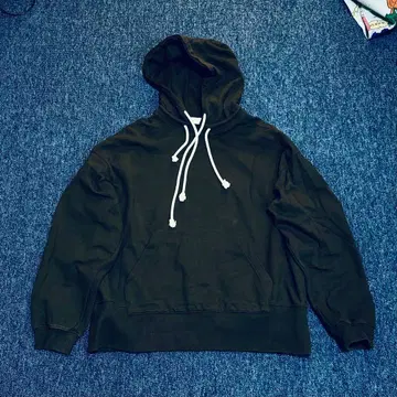 IEY 코튼 블랙 오버 사이즈 후드티