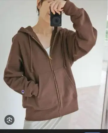 Champion REVERSE WEAVE ZIP HOODIE 브라운