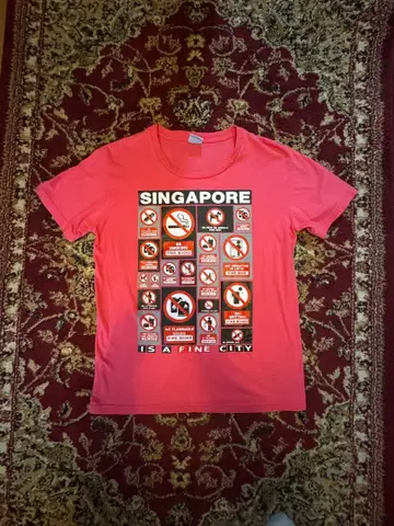 싱가포르 T셔츠 핑크 구제 의류