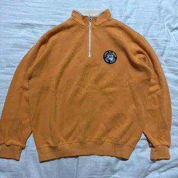 시나코바 오렌지 화이트 하프 지퍼 맨투맨 L