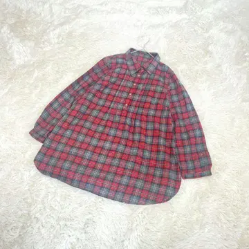 BELLE JEANNE 체크 7부 소매 셔츠 L 코튼