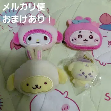 치이카와 산리오 콜라보 헤어 클립 플로키 마스코트 참