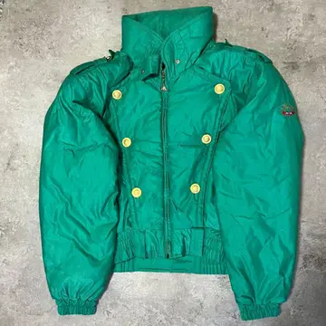 프리미어 패딩 자켓 골드 버튼 그린 데상트 80~90년대