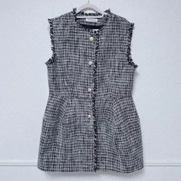 내추럴 뷰티 베이직 트위드 프린지 베스트 M