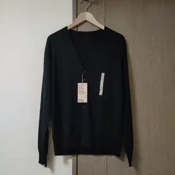 세탁 가능한 울 하이 게이지 V넥 가디건 L 블랙 남성용