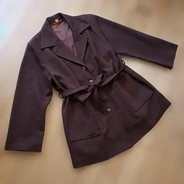 쇼와 레트로 브라운 벨트 롱 코트 17호