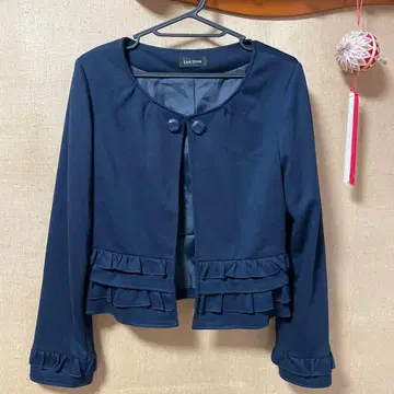 프릴 노카라 자켓 네이비