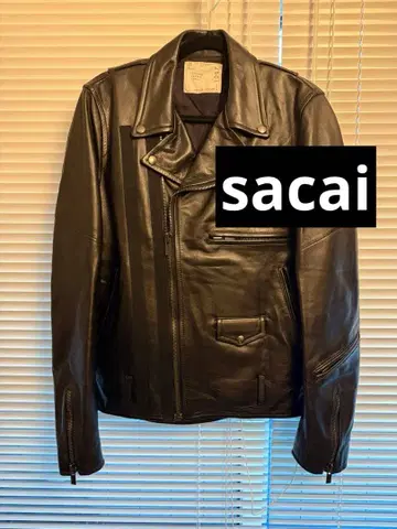sacai 사카이 더블 라이더 자켓 가죽 천연 가죽 블랙 M