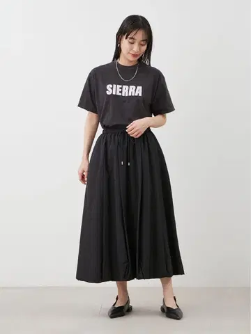 미라 오웬 플레어 스커트 블랙 드로우 스트링 포함