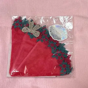 친자와 레이스 서클 타월 손수건 포인세티아 다크 레드 한정판 색상