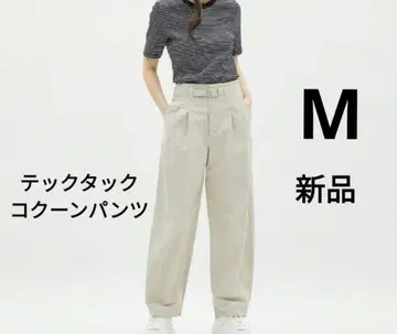 GU 테크 턱 코쿤 팬츠 M 베이지 완판 커브 팬츠