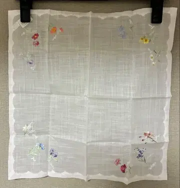 미사용 새상품 씰 부착 긴자 와코 손수건 수제 자수