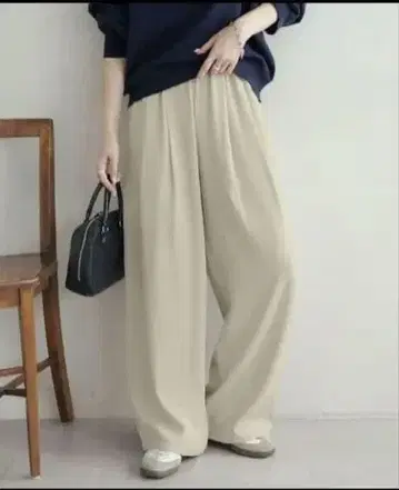 턱 사용 이지 팬츠 롱 팬츠 2점