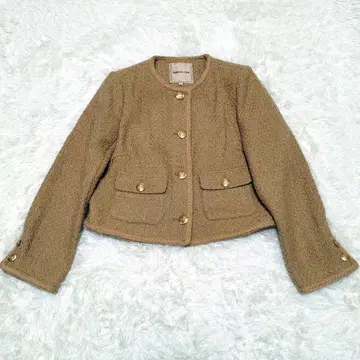 Apuweiser-riche 트위드 노카라 골드 버튼 자켓