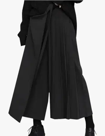 하카마 와이드 팬츠 블랙 모드 스타일