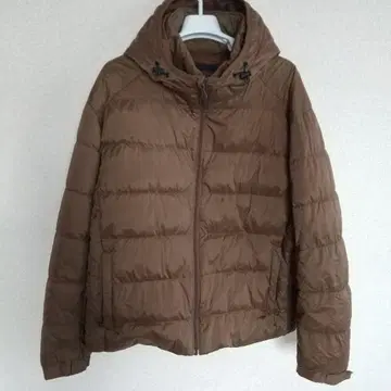 유니클로 브라운 후드 부착 다운 자켓 XL