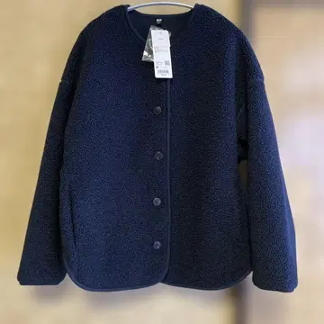 미사용 새상품 유니클로 woman 보아 플리스 릴랙스 가디건 네이비 M
