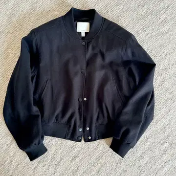 H&M 린넨 블렌드 블랙 점퍼 블루종 M 사이즈