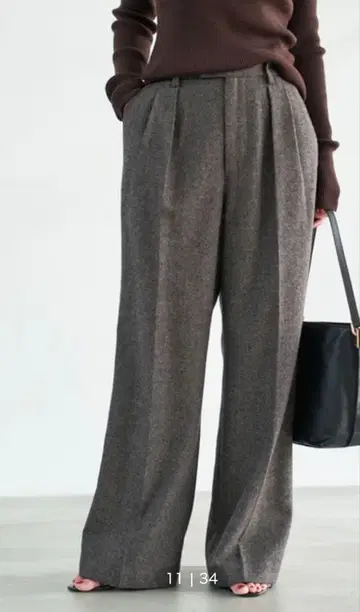 Spick & Span 트위드 턱 팬츠