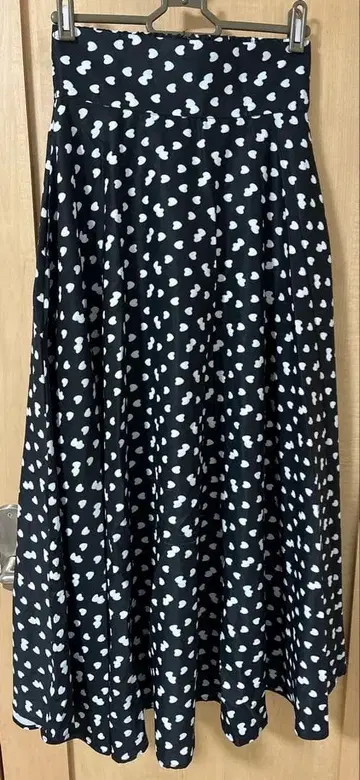 JENNE 리치 플레어 롱 스커트 하트