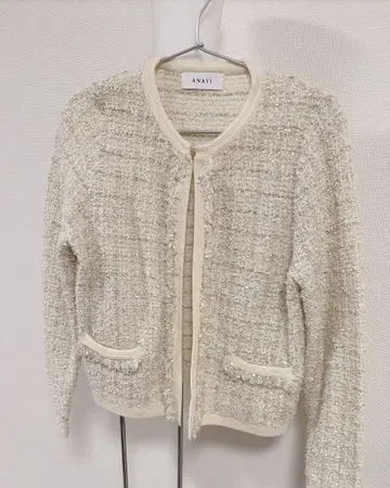 ANAYI 트위드 노카라 자켓