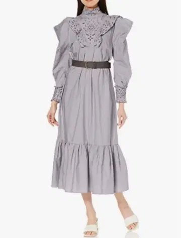 SNIDEL 스나이델 펀칭 레이스 퍼프 슬리브 원피스