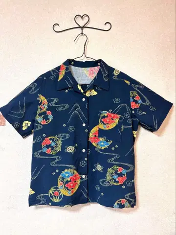 기모노 리메이크 하와이안 셔츠 여성용 L