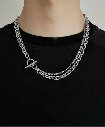 실버 더블 체인 목걸이 55cm