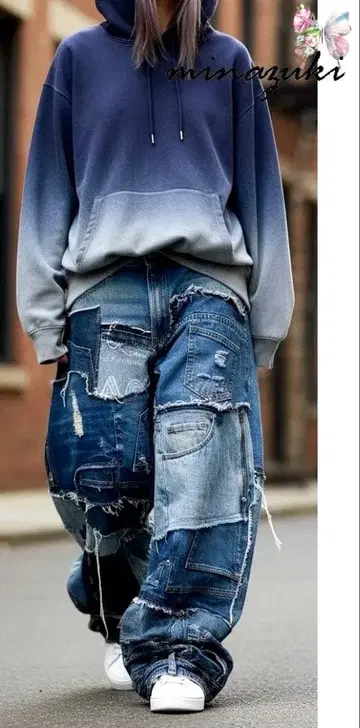 데님 리메이크 데미지 코쿤 실루엣 와이드 팬츠 타프타프