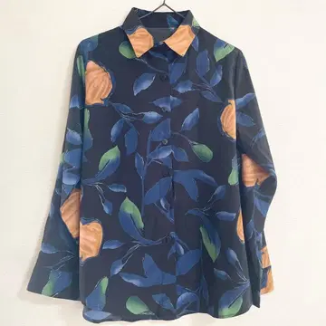 새상품급 비비드 플로럴 네이비 x 머스타드 x 블랙 긴팔 테로 셔츠